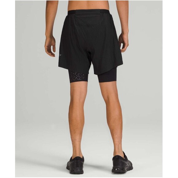 Lululemon Surge Lined Short 6" Special Edition / Large / Black Run Reflective - Picture 2 of 8